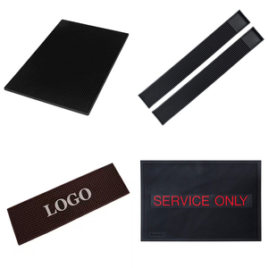 Tapis de bar antidérapant carré noir en PVC souple, personnalisé avec logo, idéal pour la promotion de la bière russe Krusovice, Buffalo Bill's, Penderyn - Product Image 1