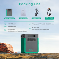 Station d'alimentation portable Meco 2kWh 1200W avec batterie LiFePO4, générateur solaire, lampe torche, démarreur de batterie, port RV, type C pour la maison