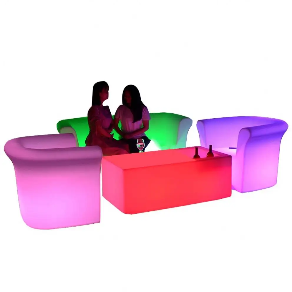 Meubles d'extérieur gonflables en plastique imperméable et à couleur changeante, canapé de plage à LED scintillante, chaise de soleil, pour piscine