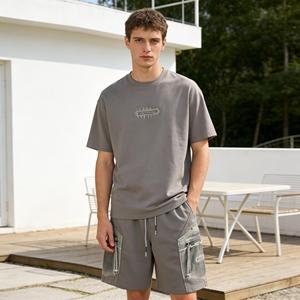 Men's Casual Breathable Quick Dry Polyester/Cotton Zipper Pockets Embroidered Pattern Cargo Shorts with Elastic Waist - Product Image 6