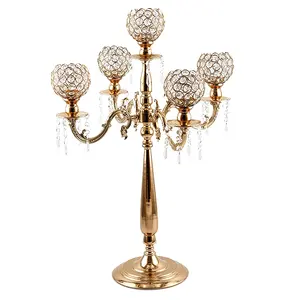 Bougeoirs en cristal de grande taille, joli décor de pièce de centre de table de mariage, porte-bougie de boule de verre