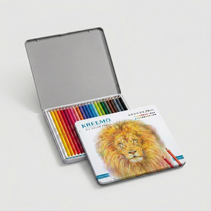 Juego de Lápices de Colores Simbalion Kreemo de Calidad Artística, 24 Colores, Certificación EN 71-3 y ASTM F963, Empaque en Caja de Lata para Niños y Artistas - Product Image 1