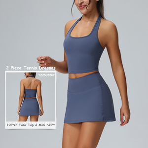 TZ25055RP Ensemble mini-jupe à col licou Contrôle du ventre Ceinture large élastique Logo sur les poches de la doublure avant pour tennis golf usage quotidien - Product Image 5
