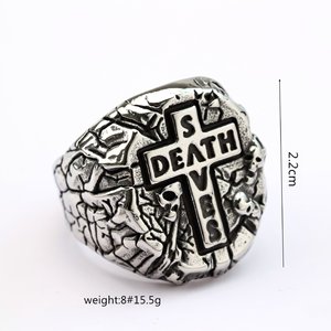 แหวนผู้ชายสแตนเลสย้อนยุคดีไซน์รูปกากบาทสไตล์พังก์เครื่องประดับของขวัญ - Product Image 5
