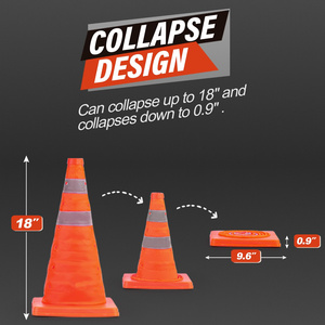 CITICITY 2 Pack 18 Inch Collapsible Traffic Safety Cones, Multi-Purpose Pop-up Cones with Reflective Collar for Road Safety - Product Image 4