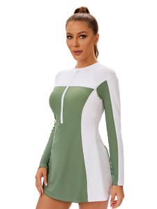 Traje de baño deportivo de talla grande sólido con estilo para mujer europea americana, impermeable, ecológico, ropa de playa de una pieza transpirable - Product Image 5