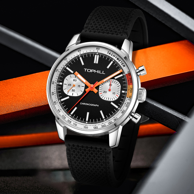 TOPHILL Men's Sapphire 50M Waterproof Chronograph 1963 Panda Watch Seagull ST1901 Movement Mechanical Luminous Wristwatches