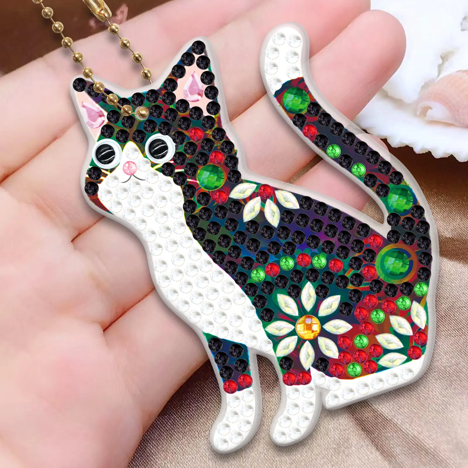 New Cat Diamond Painting Keychain Diy Diamond Mosaic Set Animal Key Ring Diamond Embroidery Girl Bag Pendant Birthday Gift