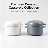 Casserole en céramique européenne classique à double couvercle, idéale pour la mijotée et le riz, antiadhésive pour cuisinière à gaz, ensemble d'ustensiles de cuisson