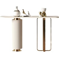 Console d'entrée et de couloir multifonctionnelle en pierre de quartz, style italien, luxe léger, moderne et minimaliste, avec piétement surélevé pour la maison