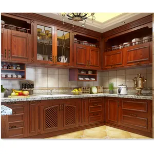 Armários de cozinha, conjunto completo de armários de cozinha, design de armário de madeira, venda quente, fechaduras de parede
