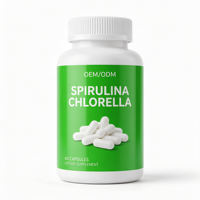 Capsules de spiruline et comprimés de chlorelle OEM, suppléments détoxifiants et immunitaires à la chlorophylle, spiruline et chlorelle halal en capsules et comprimés.