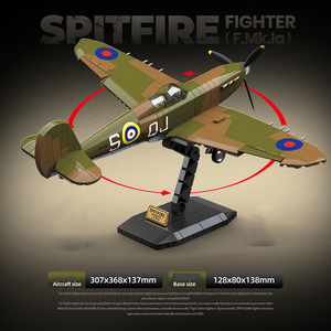 Véhicules de combat de la Seconde Guerre mondiale de l'Aviation militaire, figurines de soldats à construire, avion de chasse <span class=keywords><strong>Spitfire</strong></span>, jouets éducatifs en plastique à monter soi-même pour enfants - Product Image 3