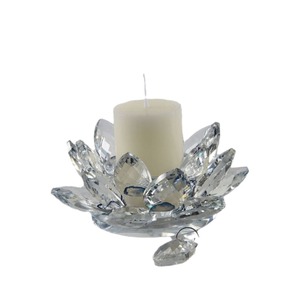 Portacandele in Vetro Trasparente a Forma di Loto Personalizzato, Decorazione <span class=keywords><strong>da</strong></span> Tavolo in Cristallo, Ornamenti Dedicati <span class=keywords><strong>al</strong></span> Portacandele Ghee. - Product Image 3