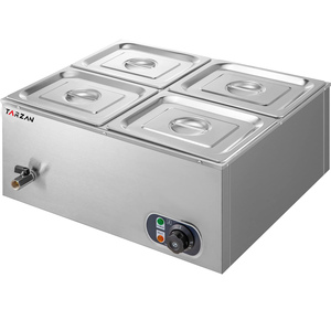 Bain-marie électrique commercial de comptoir 1,5 kW à deux rangées et quatre bacs pour buffet - Product Image 4