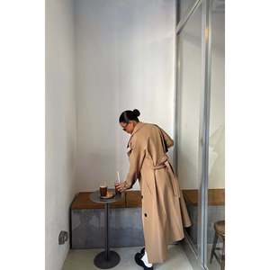 Abrigo Largo de Piel de Oveja para Mujer, Estilo Informal con Estampado y Doble Botonadura, para Otoño e Invierno, Tejido de Punto - Product Image 1