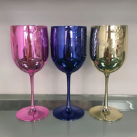 Verres à vin en plastique brillant électroplaqué or BST 480 ml 16 oz, incassables, vente en gros, gobelets personnalisés en plastique pour flûtes à champagne