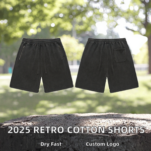 Pantalones Cortos de Hombre 2025 con Estampado de Cera, Cintura Elástica, 100% Algodón, Color Sólido, Logotipo Personalizado Frontal, Estilo Urbano Retro, OEM de Vietnam - Product Image 2