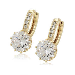 Boucles d'oreilles de luxe pour femmes, plaquées or, avec diamants naturels, personnalisables, fournitures en gros, haute qualité, nouveau design, meilleures ventes - Product Image 1