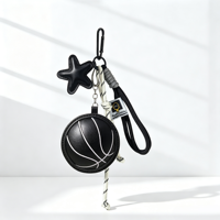 Porte-clés de sport en cuir PU, motif basket-ball et football, breloque étoile pour sac, souvenir d'athlétisme, pour décoration de sac à dos, cadeaux pour fans