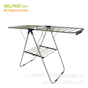 Helper Stainless Steel Floor Standing Folding Clothes <b>Drying</b> <b>Rack</b> Rectangle Rust Resistant Mobile Design - Product Image 5