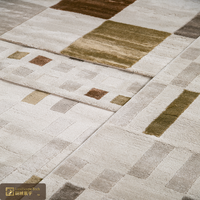 Tapis de bureau LandScopeTech à rayures géométriques architecturales turques, motif quadrillé moderne, robuste, avec envers en jute écologique, sans COV