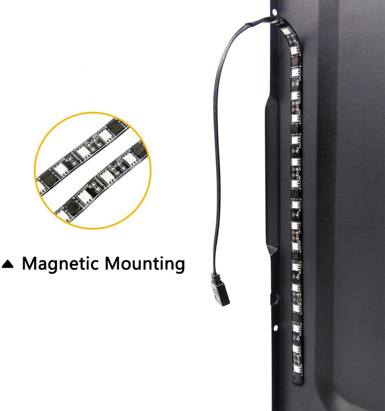 DS LED Light Strip Gold Yellow Computer Lighting With Magnetic For PC Case Lighting Kit (2Pack, 30CM, Molex Connector, S Series