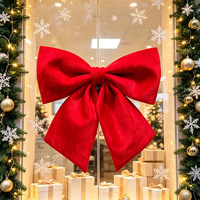 Ornement de Noël en velours rouge de luxe, nœud tridimensionnel, 60x60cm, personnalisable pour les décorations de Nouvel An, de mariage et de fêtes