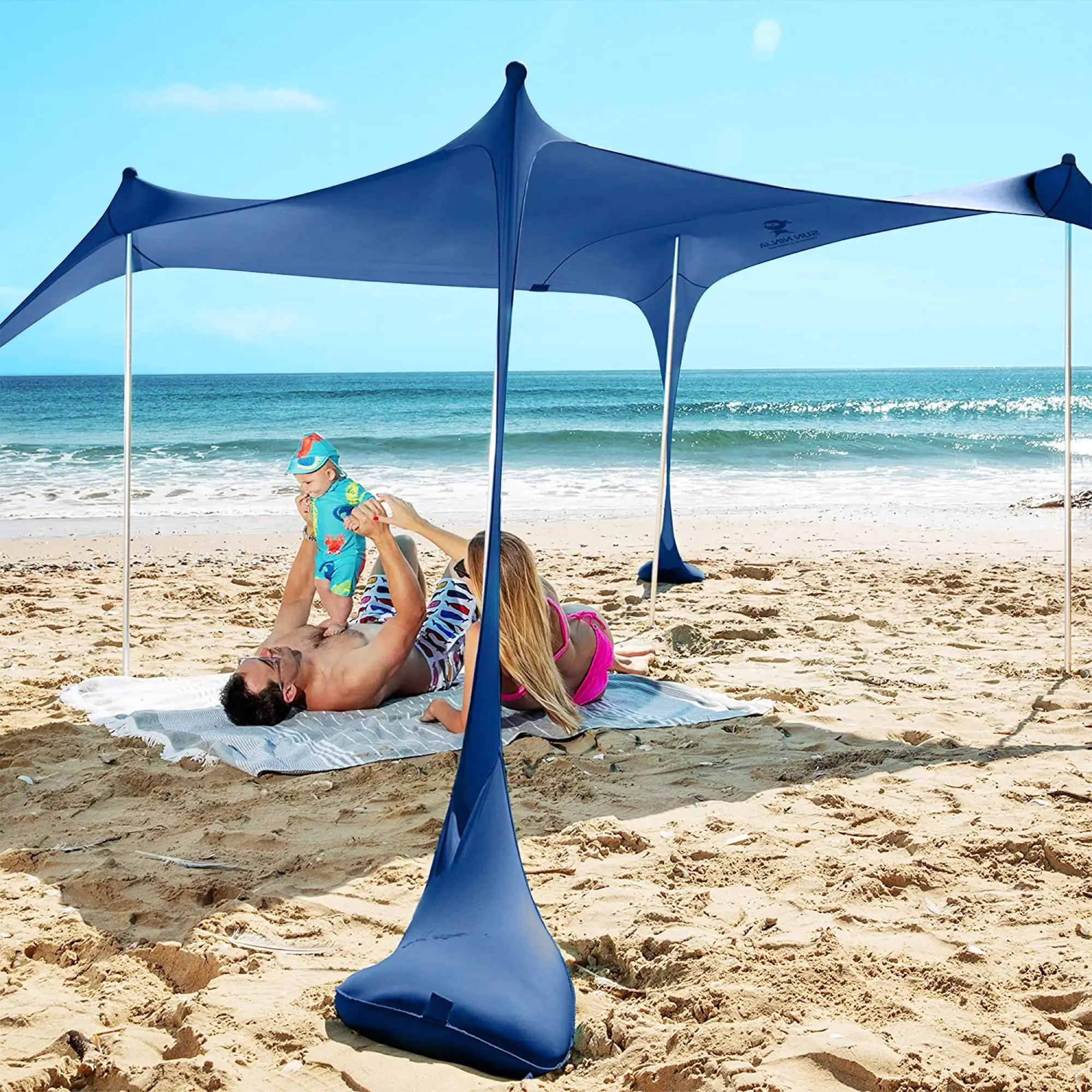 गर्मियों आसान पोर्टेबल एयर आधार डेरा डाले हुए Tenda दा Spiaggia चंदवा समुद्र तट शिविर आउटडोर लाइक्रा तम्बू चंदवा आश्रय पॉप अप समुद्र तट तम्बू