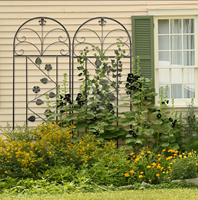 Treillis de jardin décoratif en fer arqué antirouille, motif floral, support pour plantes grimpantes (roses, clématites, vignes) - Vente en gros