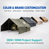 Tenda Tiup Gaya Taktis Tangguh 3x2.1m Hijau Zaitun dengan Tenda Luar Berlapis Hitam 5.7m Tahan Air Bahan Oxford 420D untuk Petualangan