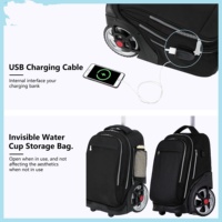 Sac à roulettes scolaire pour enfants avec logo personnalisé, simple, noir, scooter pour enfants, bagages, grandes roues à roulettes, sac à dos scolaire, sac à roulettes scolaire de 18 pouces