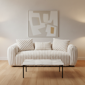 Ensemble de canapés modernes en velours côtelé crème |   Ensemble de meubles de salon 3 pièces avec canapé deux places et <span class=keywords><strong>fauteuil</strong></span> - Product Image 4