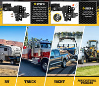 Attelage de remorque réglable de 6 pouces avec rehaussement de 16 500 lb en acier au carbone, double goupilles antivol, récepteur de 2 pouces