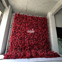 MSFAME Fournitures de Fête Festive Décorative Toile de Fond Murale à Fleurs Roses Rouges Enroulable 8 Pi X 8 Pi