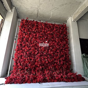 خلفية جدار الزهور من الورد الأحمر قابلة للطي بطول 8 قدم × 8 قدم من MSFAME لديكور مستلزمات الحفلات الاحتفالية - Product Image 5
