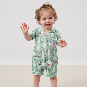 Pyjamas en bambou en gros pour enfants, combinaisons de nuit courtes pour tout-petits, ensembles de pyjamas, combinaisons en coton pour bébés, vêtements - Product Image 1