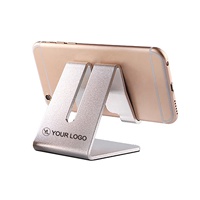 Soporte de Aluminio Portátil para Teléfono Celular con Logotipo Personalizado, Soporte Metálico Compacto de Escritorio para Promociones de Oficina