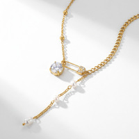 Colliers tendance plaqués or 18 carats avec pendentif trombone, colliers à pampilles en perles d'eau douce, colliers en zircon, cadeau pour femme, bijoux de luxe
