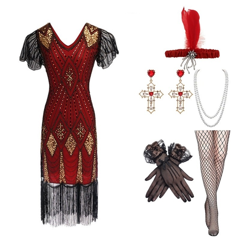 Red and gold six-piece set