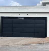 Porte de garage à enroulement en alliage d'aluminium, profil de lamelles gris foncé, commande électrique à distance, économie d'énergie, extérieur pour garage domestique