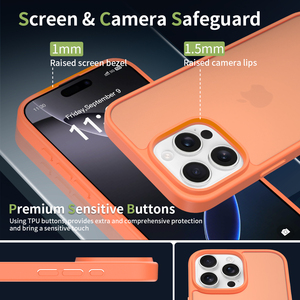 Coques de téléphone portable pour 15 Pro Max, luxe, mat, givré, effet peau de bébé, dos en PC, cadre en TPU, antichoc, anti-traces de doigts - Product Image 2