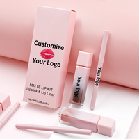 Vente en gros Kit Lèvres Marque privée Logo personnalisé Longue durée Cosmétique Vegan Marque privée Rouge à lèvres liquide mat avec crayon à lèvres