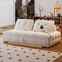 Sofá Cama Modular Esquinero Moderno, Tapizado en Tela, Diseño sin Brazos, con Cojines en la Respalda, para Sala de Estar, Hoteles y Apartamentos