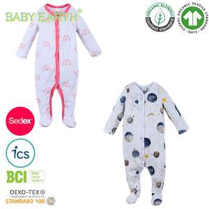 Top vente nouveau-né bébé garçons et filles barboteuse combinaison 100% coton biologique une pièce tenue combinaison bébé - Product Image 4