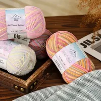 Nouveau fil à tricoter en coton mélangé à 4 brins OE à extrémité ouverte, anti-boulochage, teinture dégradée, pour le tricot à la main, le crochet, les fleurs, les poupées, l'utilisation pour bébé