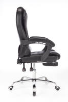 JOHOOFURNITURE Chaise de bureau de direction de style ancien, dossier haut, cuir véritable noir avec dispositif d'inclinaison verrouillable, Burostuhl