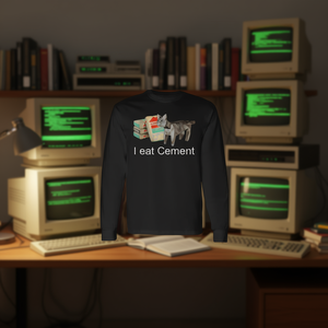 Camiseta de manga larga con diseño de meme de internet: I Eat Cement Cat Meme - Product Image 1