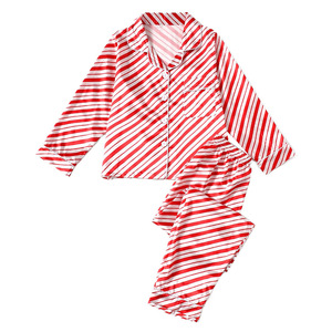 Ensemble <span class=keywords><strong>Pyjama</strong></span> Personnalisé à Manches Longues pour Femme – 2 Pièces Satin – Pyjamas Famille Mère Père Enfants pour Noël - Product Image 4