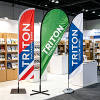 Drapeau publicitaire personnalisé pour salon professionnel, impression par sublimation, bannière publicitaire en forme de goutte d'eau ou de plume pour la plage